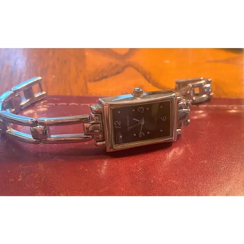 Women's 28mm Silver Tone Screamers Watch, Black face, Bracelet Band